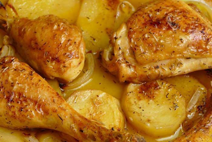 Pollo al horno con papas