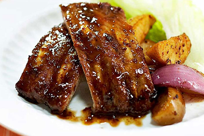 Costillas de cerdo a la miel y mostaza