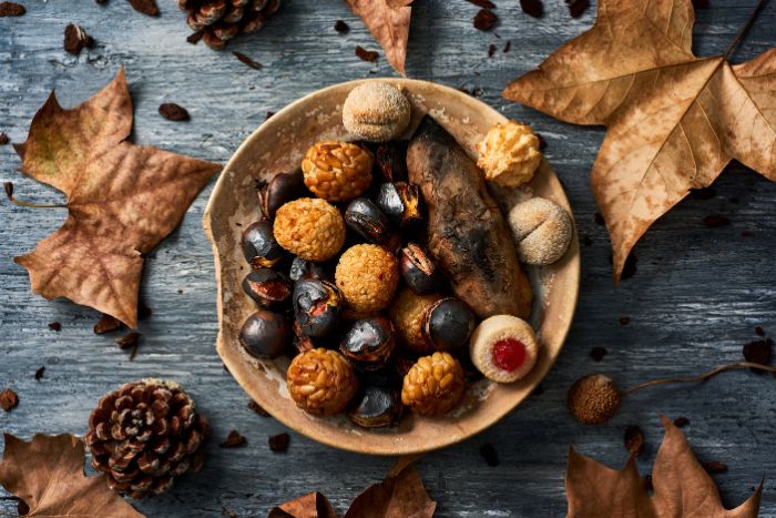 Panellets raros de castañas y almendras